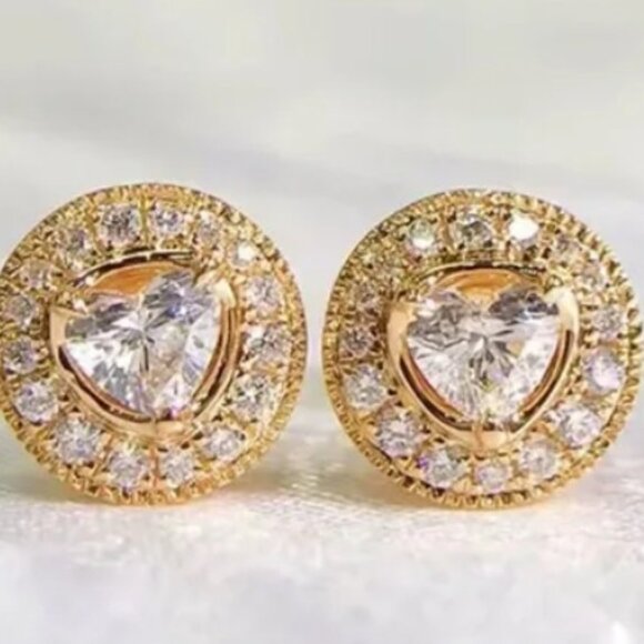 Jewelry - Blingy Gold Heart Studs with Travel Jewelry Box, Brand New